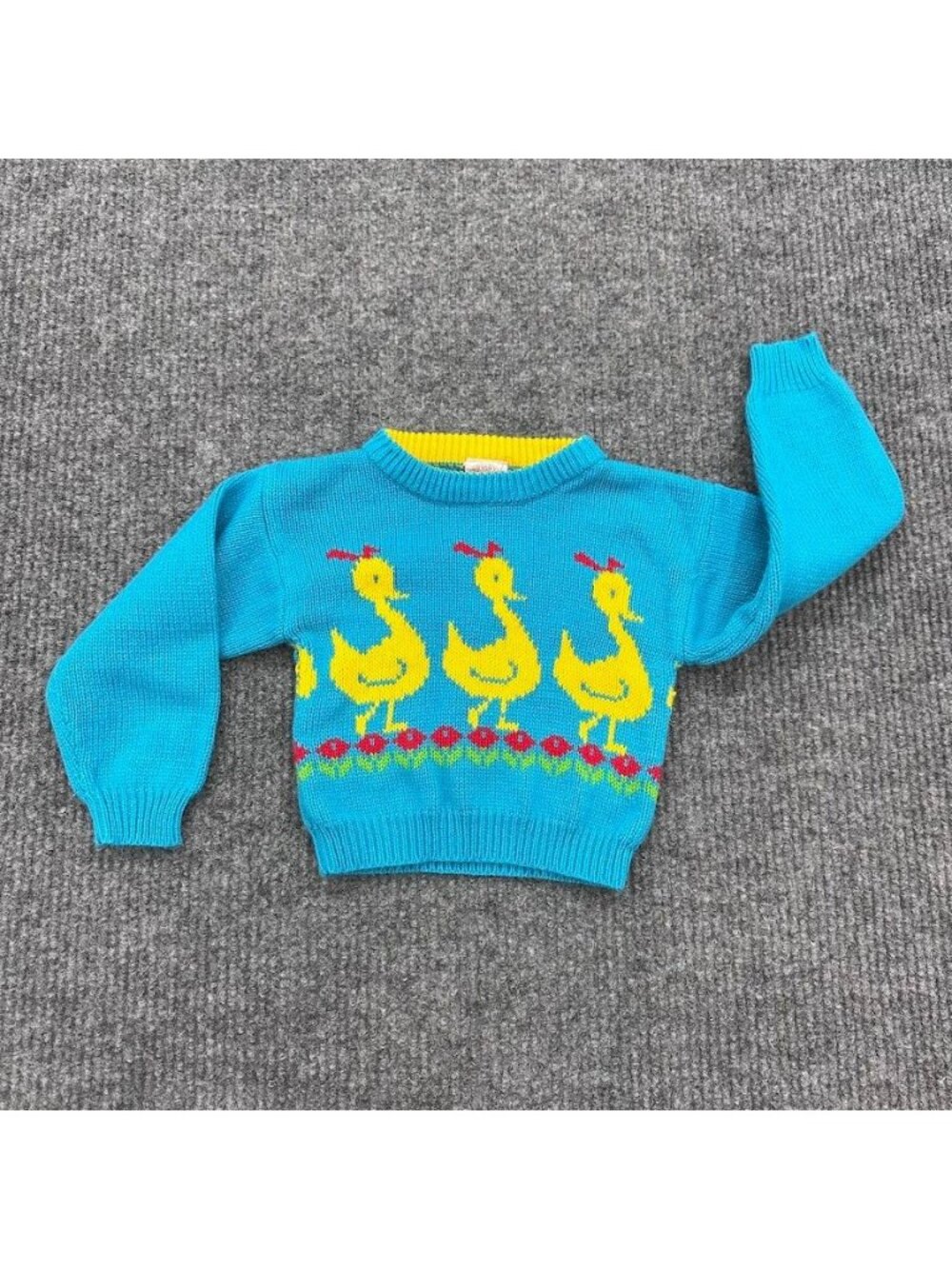 Vintage Brights Creek Knit Sweater Ducks Graphic Crew Neck Kids Toddler Size 4T